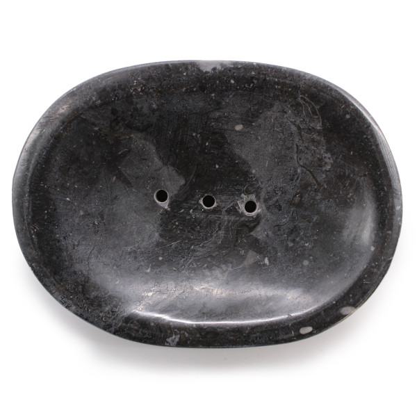 Seifenablage aus Flussstein  - Schwarz Oval